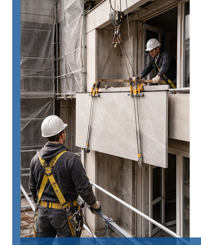 Подъем керамогранита на этаж в Людинове грузчиками и техникой