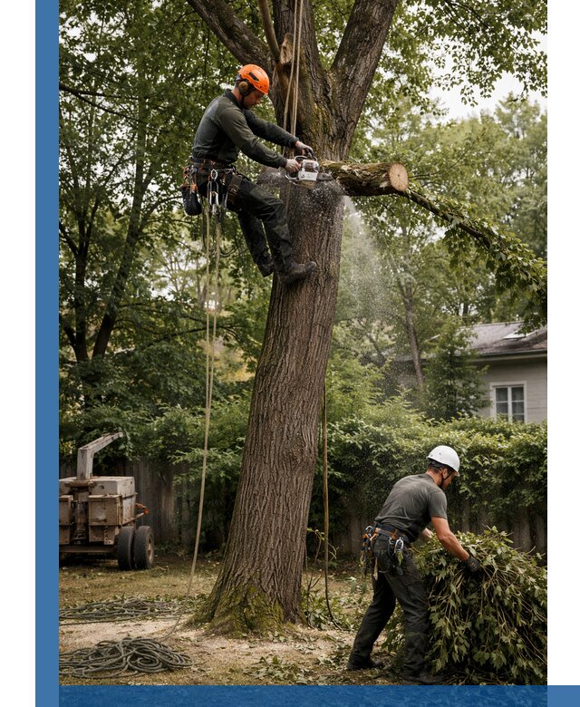 Кронирование деревьев в Людинове, безопасная высотная обрезка