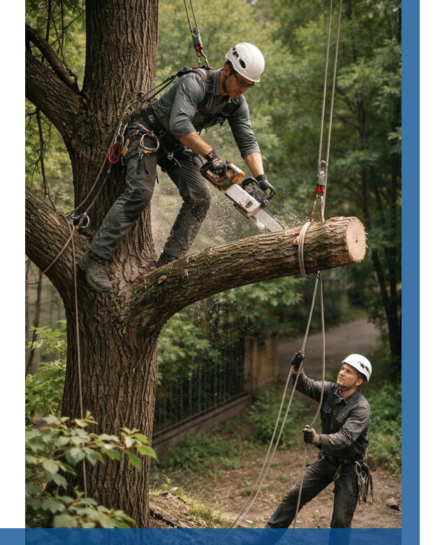 Спил деревьев альпинистами в Людинове от 8142 р. | ВЫСОТНИК-Люд