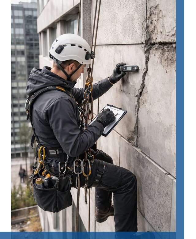 Обследование фасада альпинистами в Людинове от 122 р. | ВЫСОТНИК-Люд